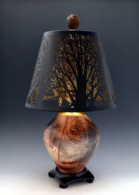 Saggar-Fired Table Lamp with Steel Tree Shade