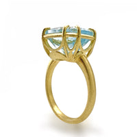 Cushion-Cut Aquamarine Aqueduct Ring