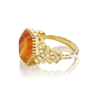 Hex Agate Chevron Steps Ring