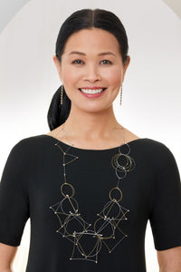 gold and steel shown with Furrow Dangles with Gold Bars by Lisa D'Agostino