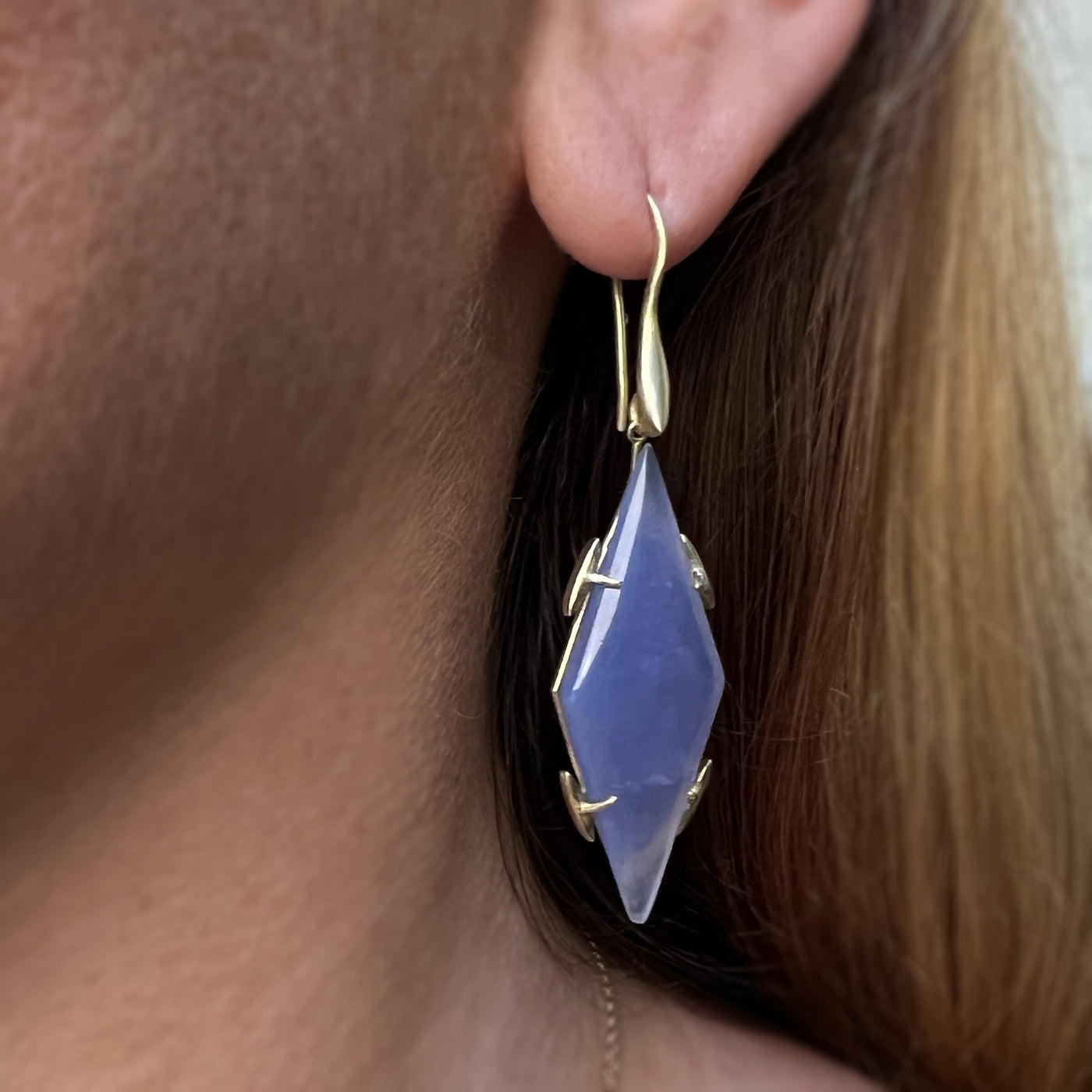Chalcedony Kite Drop Earrings