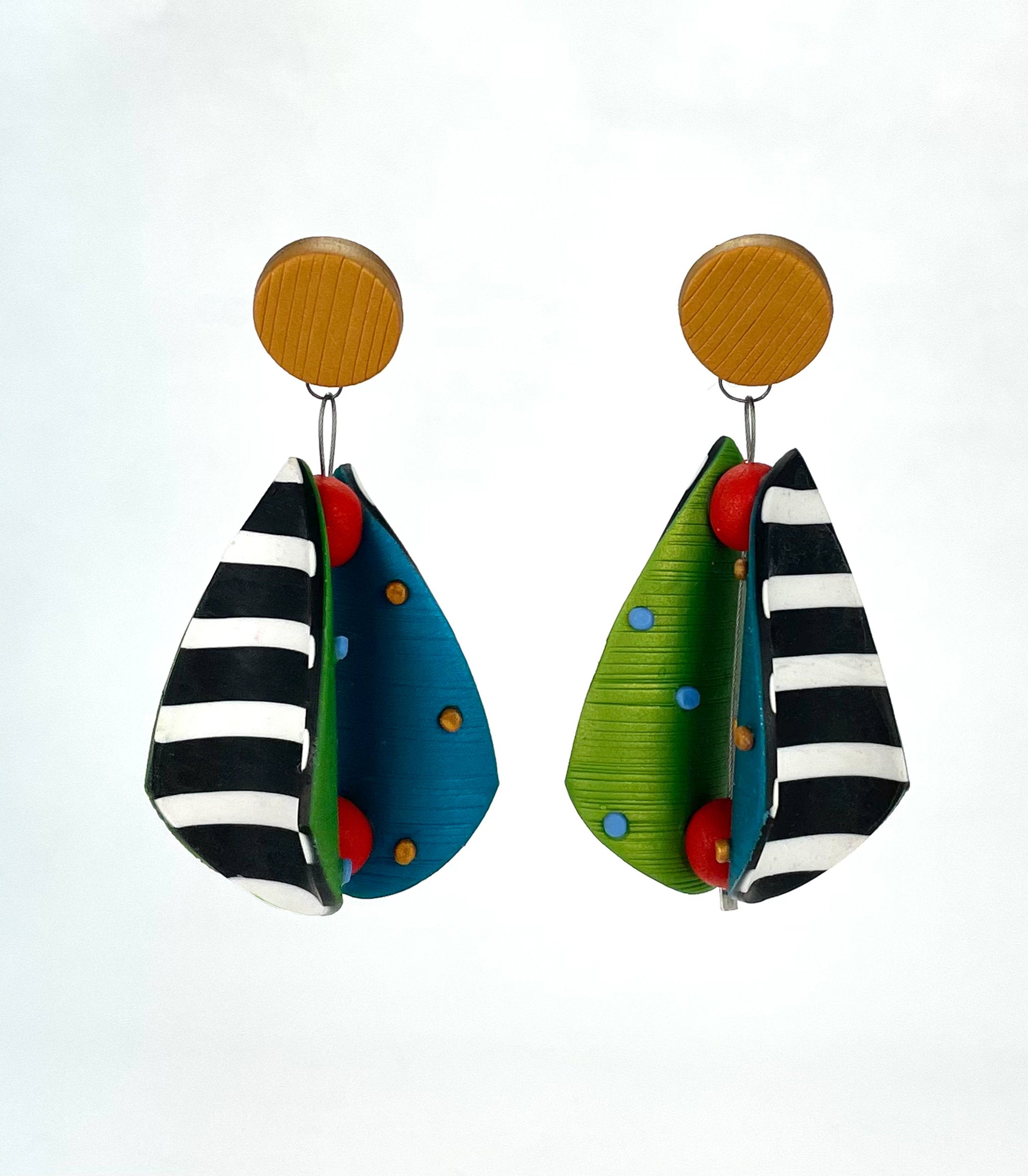 Multi Stripe Wings Earrings