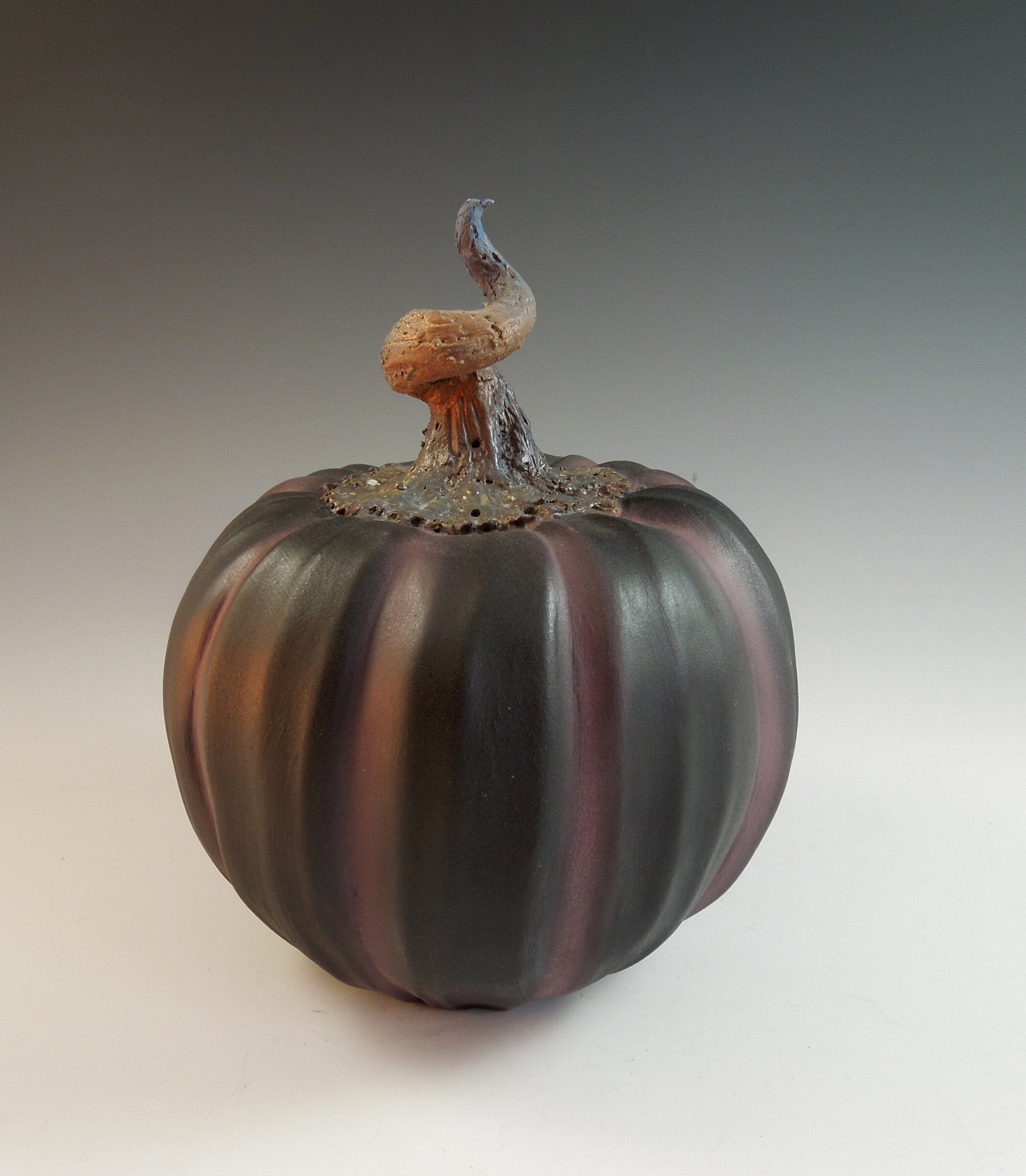 Matte Black Ceramic Pumpkin