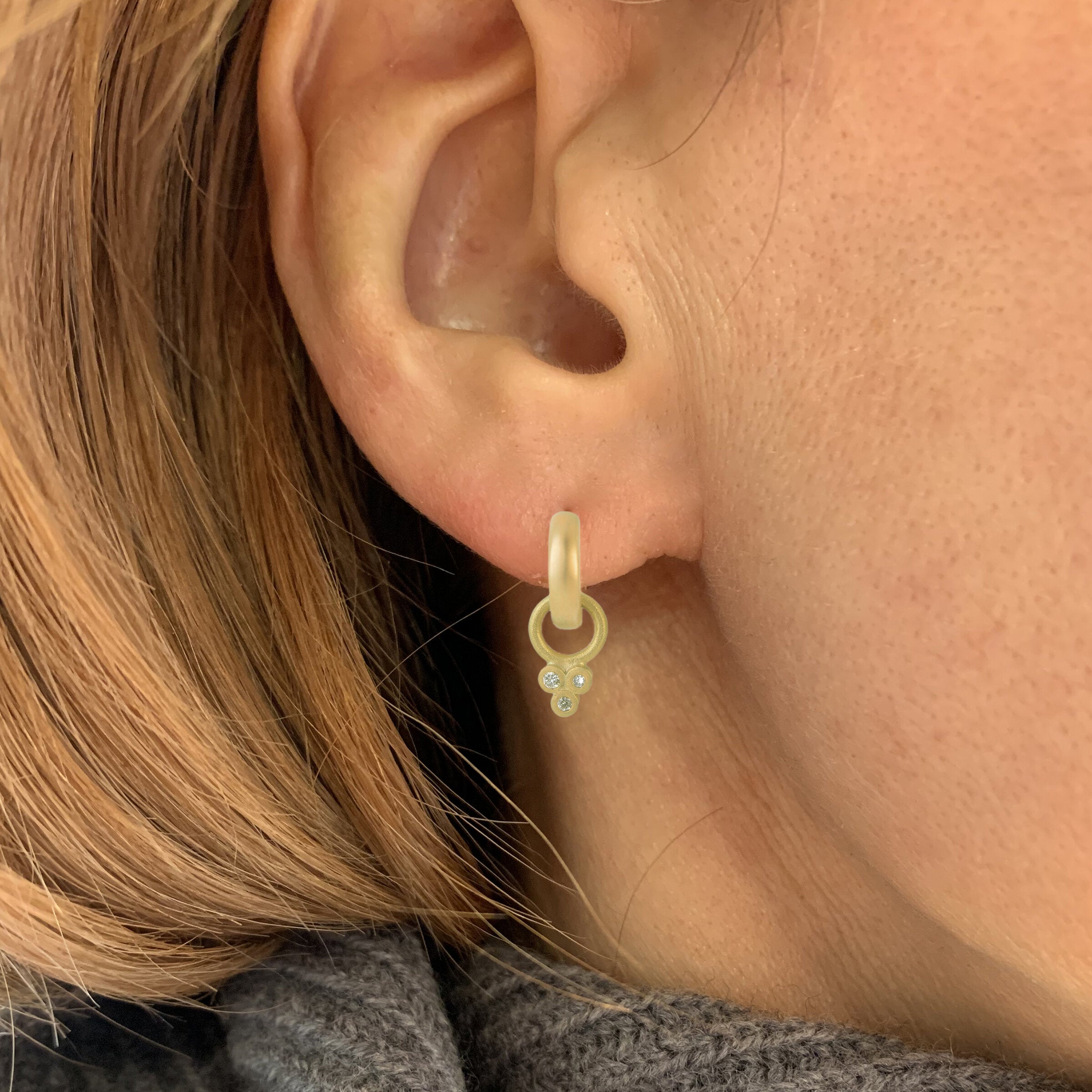 Trefoil Charm Hoop Earrings