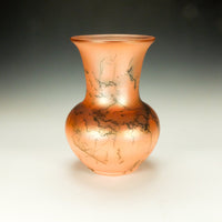 Tall Orange Horsehair Raku Pottery