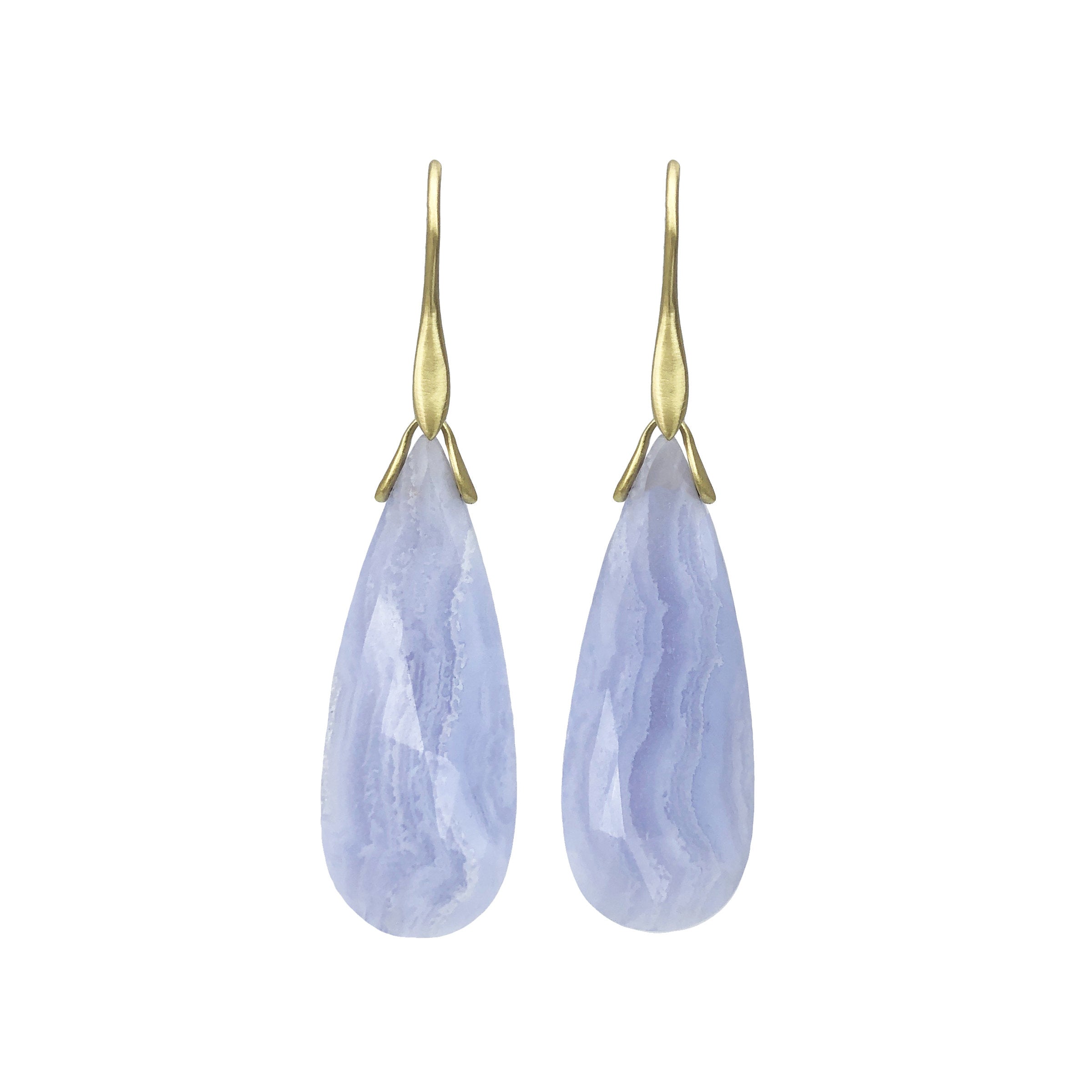 Blue Lace Agate Trapeze Earrings