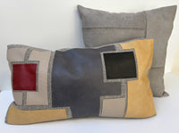 Mosaic Leather Applique Long Lumbar Pillow