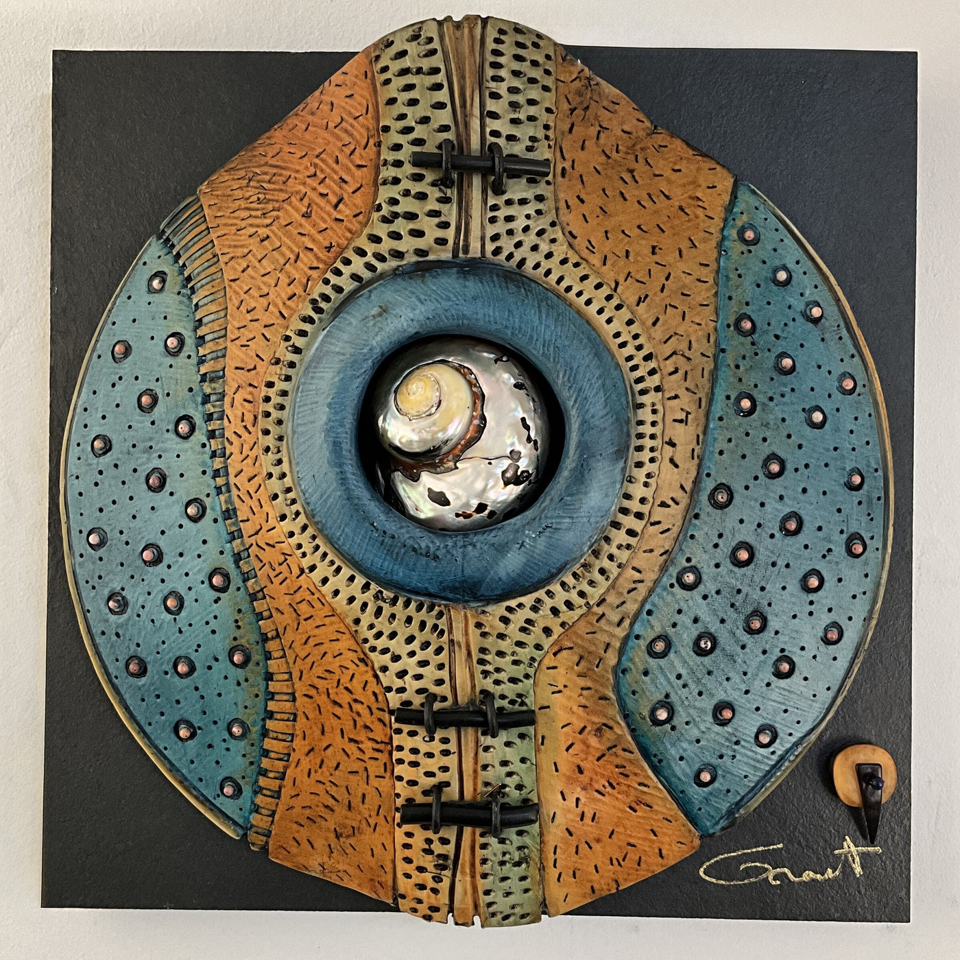 Windows to the Earth - Blue and Brown with African Turbo Shell