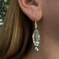Prasiolite & Tahitian Pearl Drop Earrings