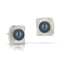 Black Pearl, Small, Sterling Silver Posts