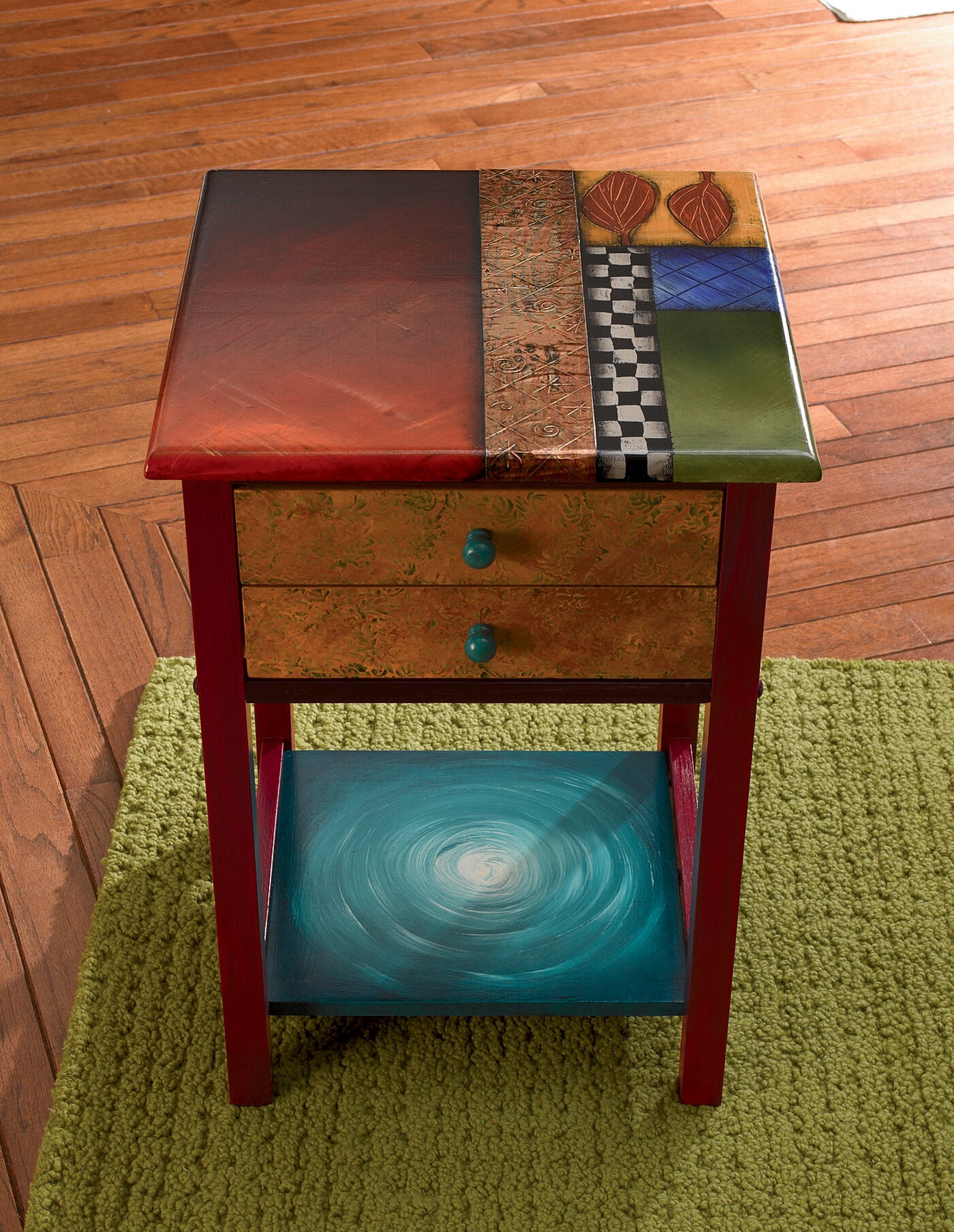 Two-Drawer End Table in Forest Pool