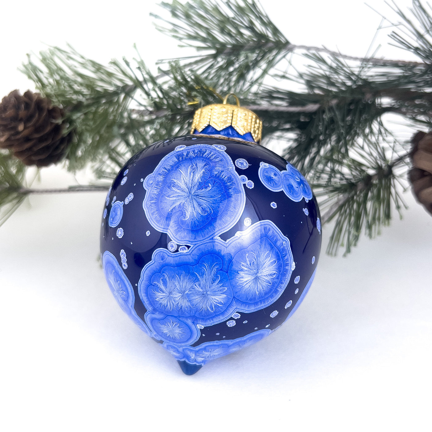 Crystalline Bauble Ornament, Cobalt Ocean