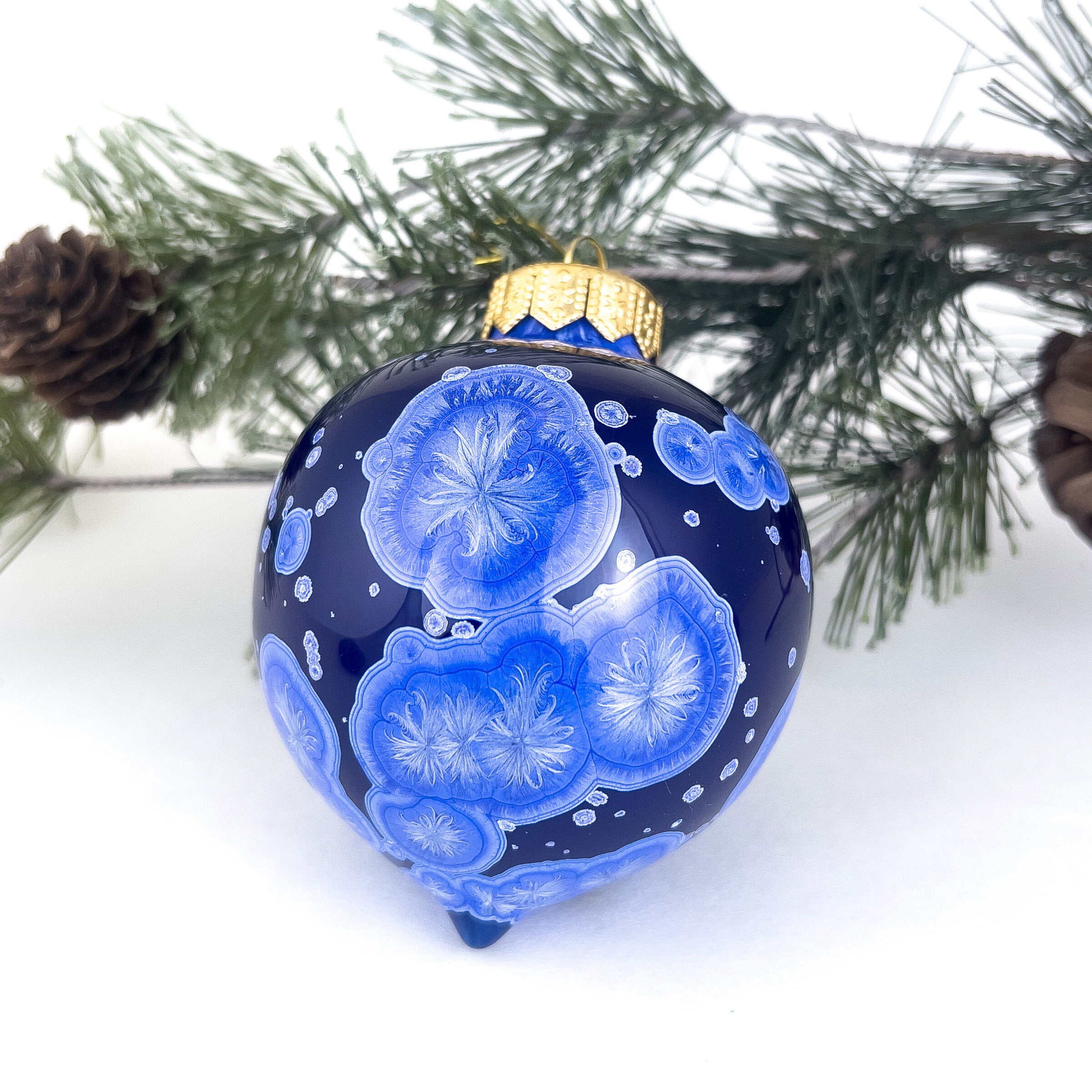 Crystalline Bauble Ornament, Cobalt Ocean