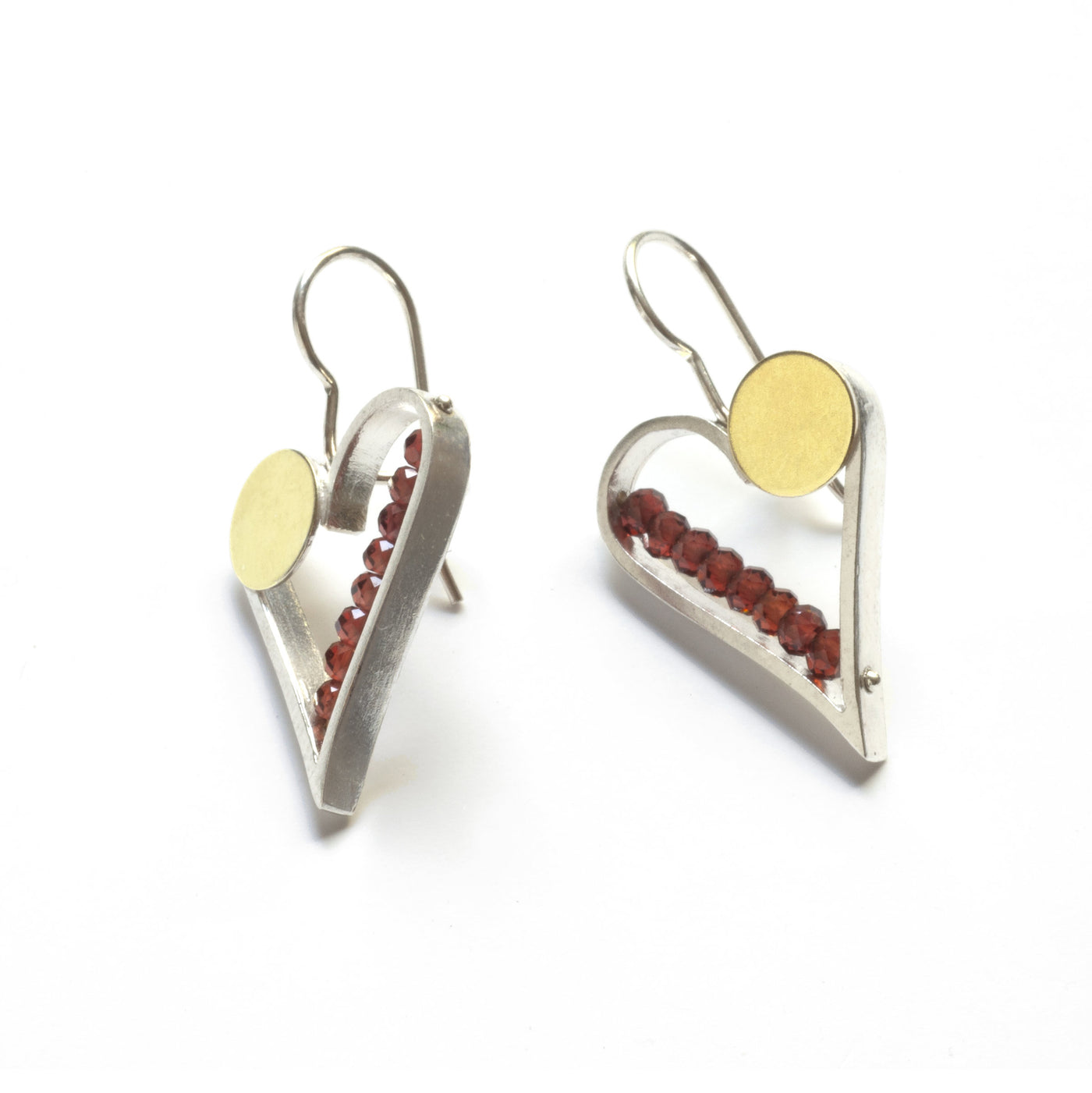 Dot Heart Earrings with Red Stones