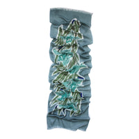 Daffodil Teal - Hand Painted Cashmere blended scarf