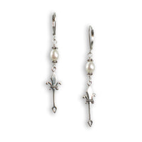 Silver Scepter and Pearl Earrings