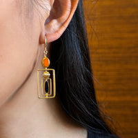 Caramel & Black Art Deco Earrings