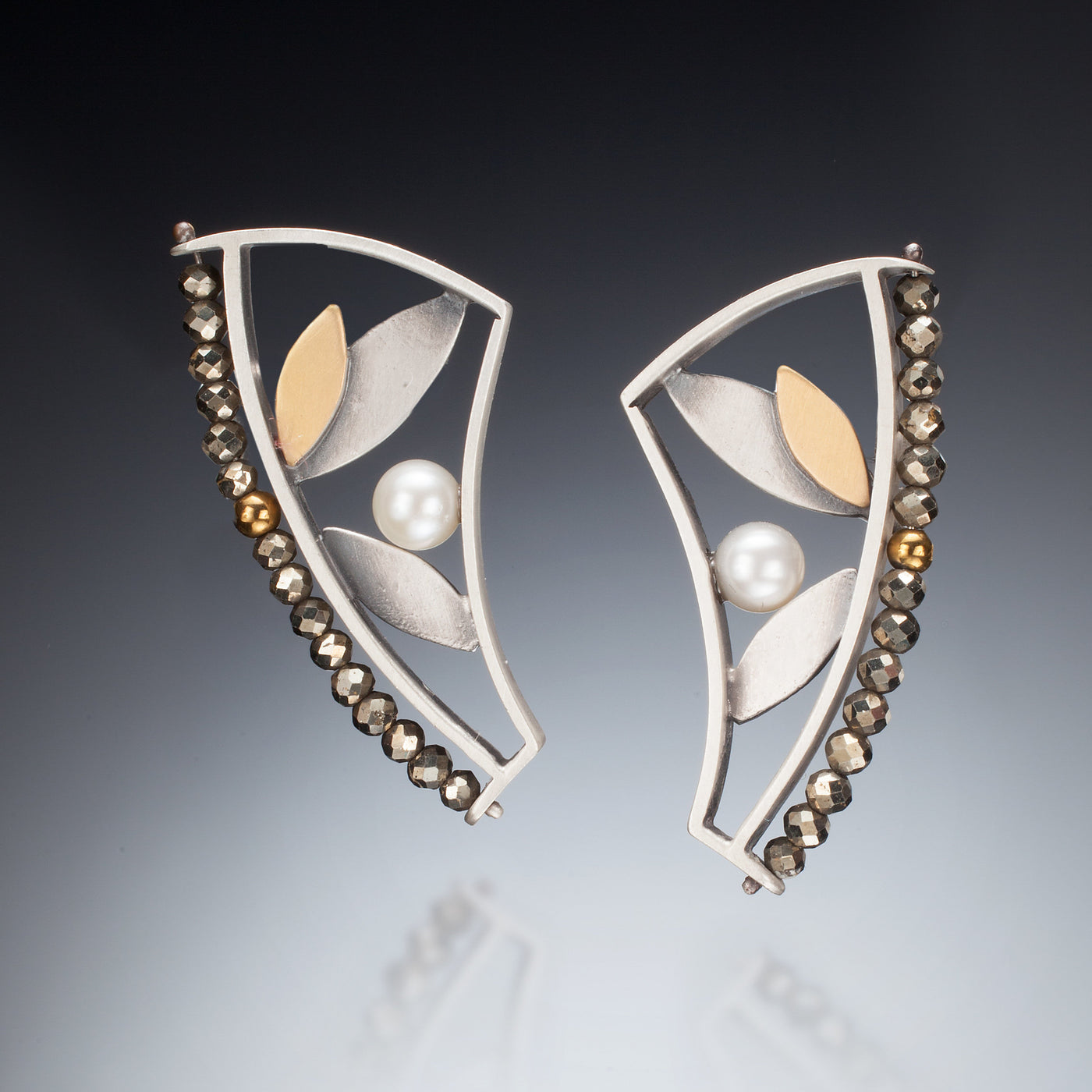 Mixed Metal Curved Earrings