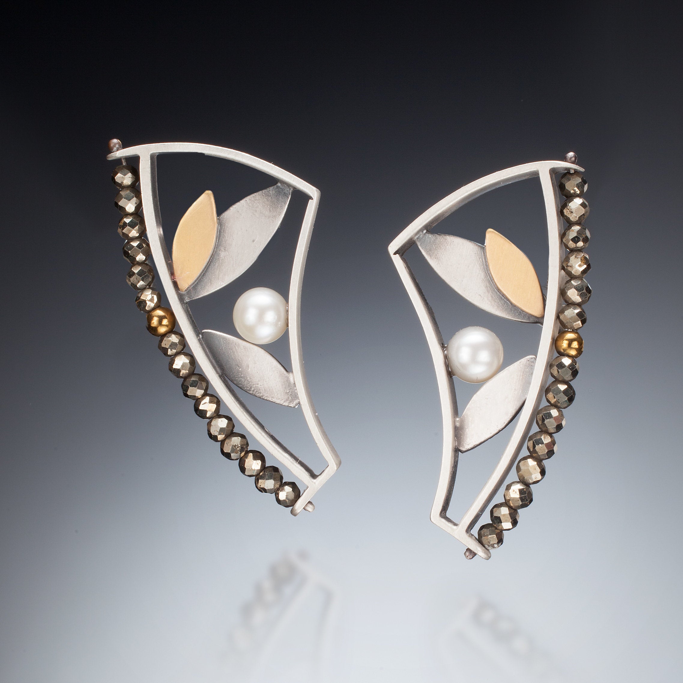 Mixed Metal Curved Earrings