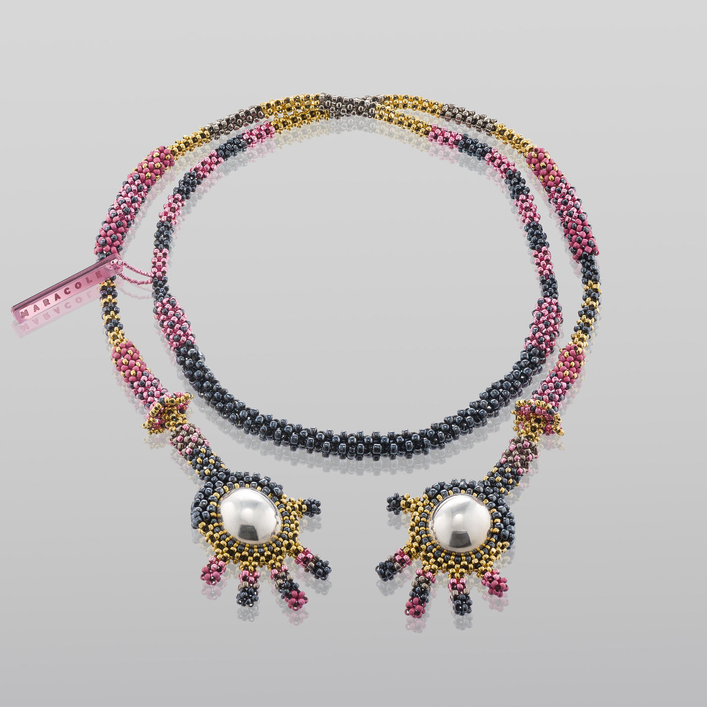 Silver & Pink Tiny Hands Lariat