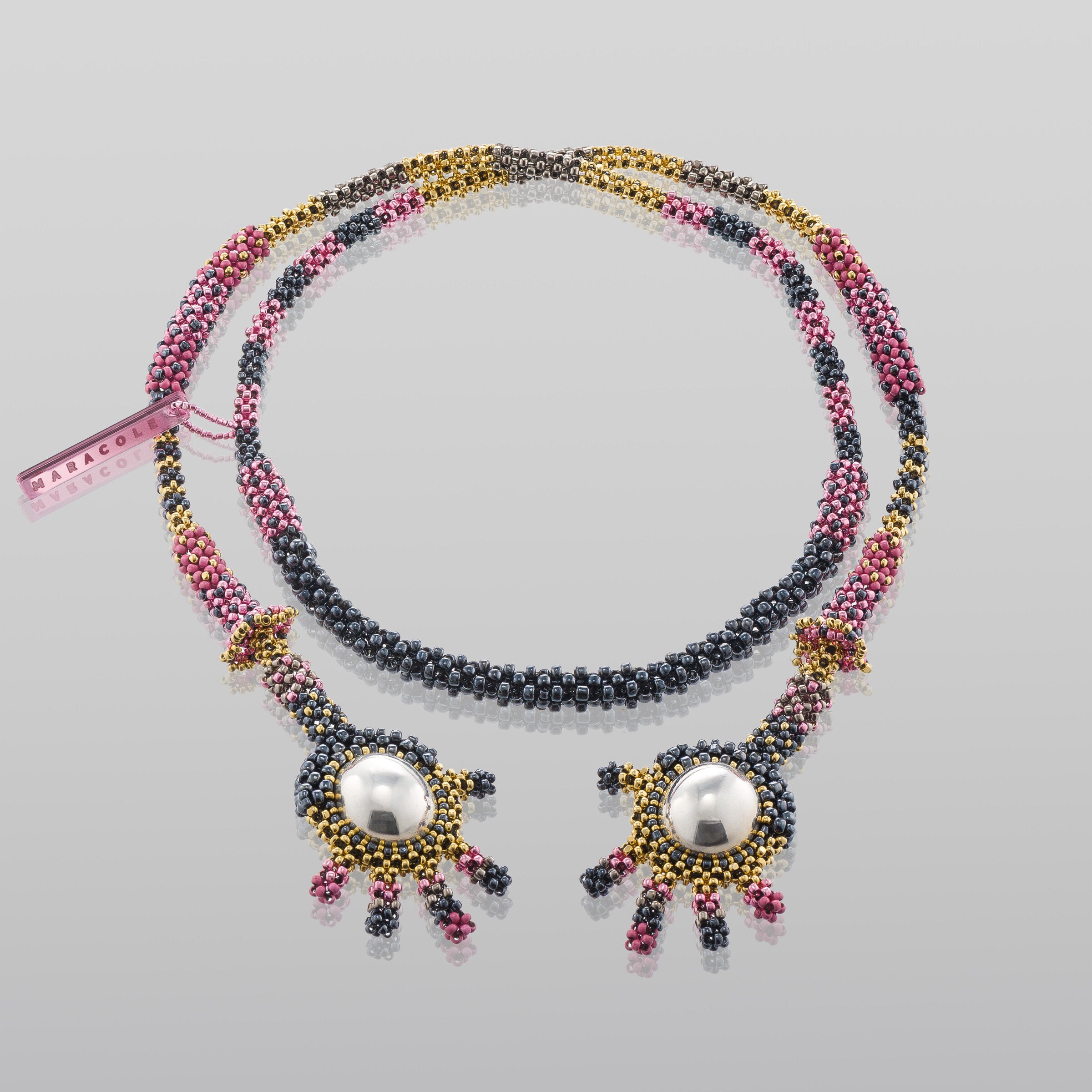 Silver & Pink Tiny Hands Lariat