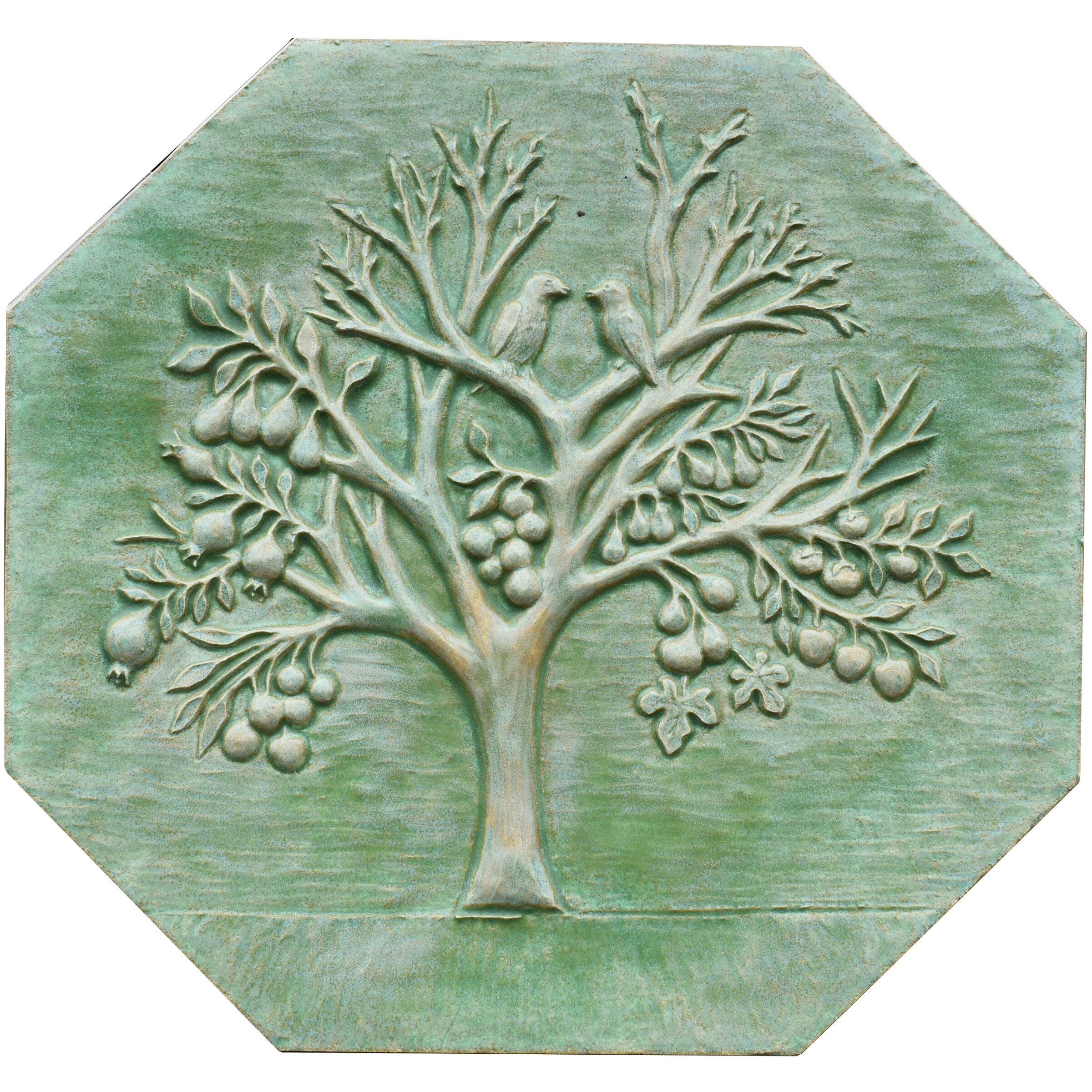 Magic Fruit Ceramic Octagon in Green Patina