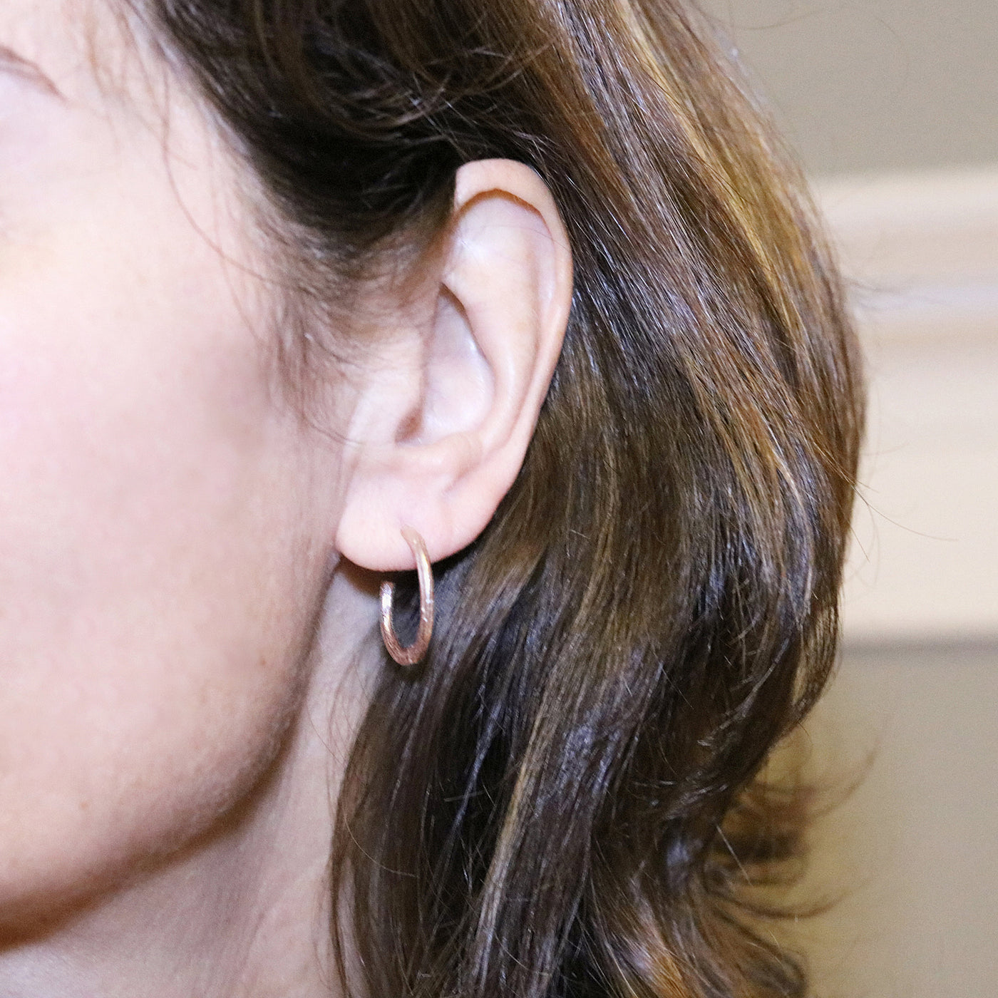 Rose Gold Twig Hoop Earrings