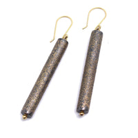 Long Gold Dust Tube Earrings
