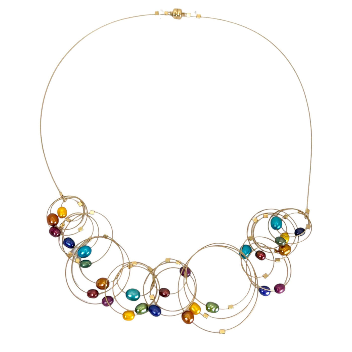 Rainbow Pearl & Gold Cable