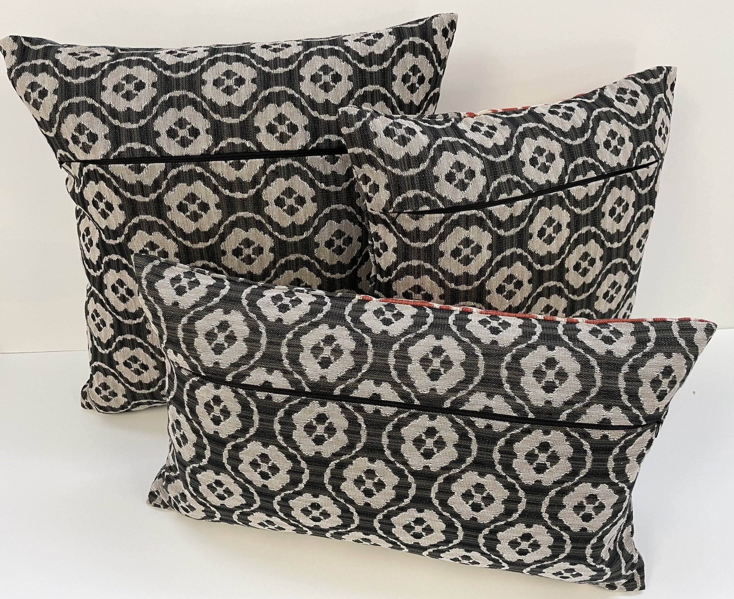 Three Color Pieced Medallion Textile Pillow