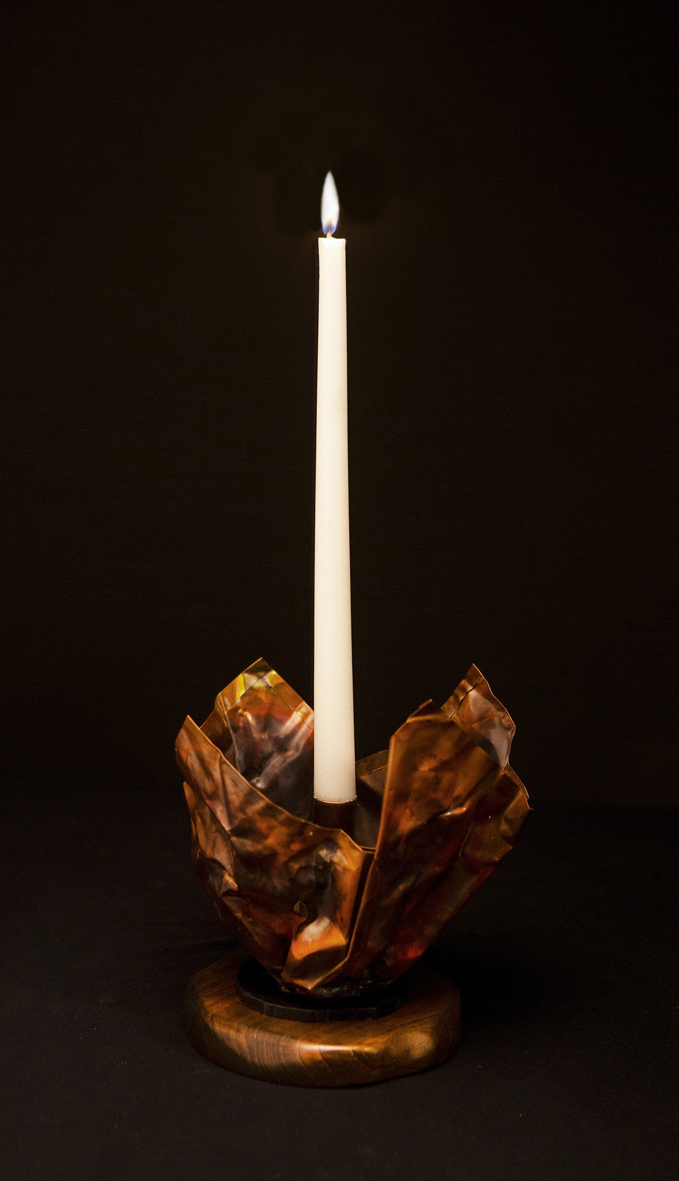 Crushed Copper Foil Candle Holder
