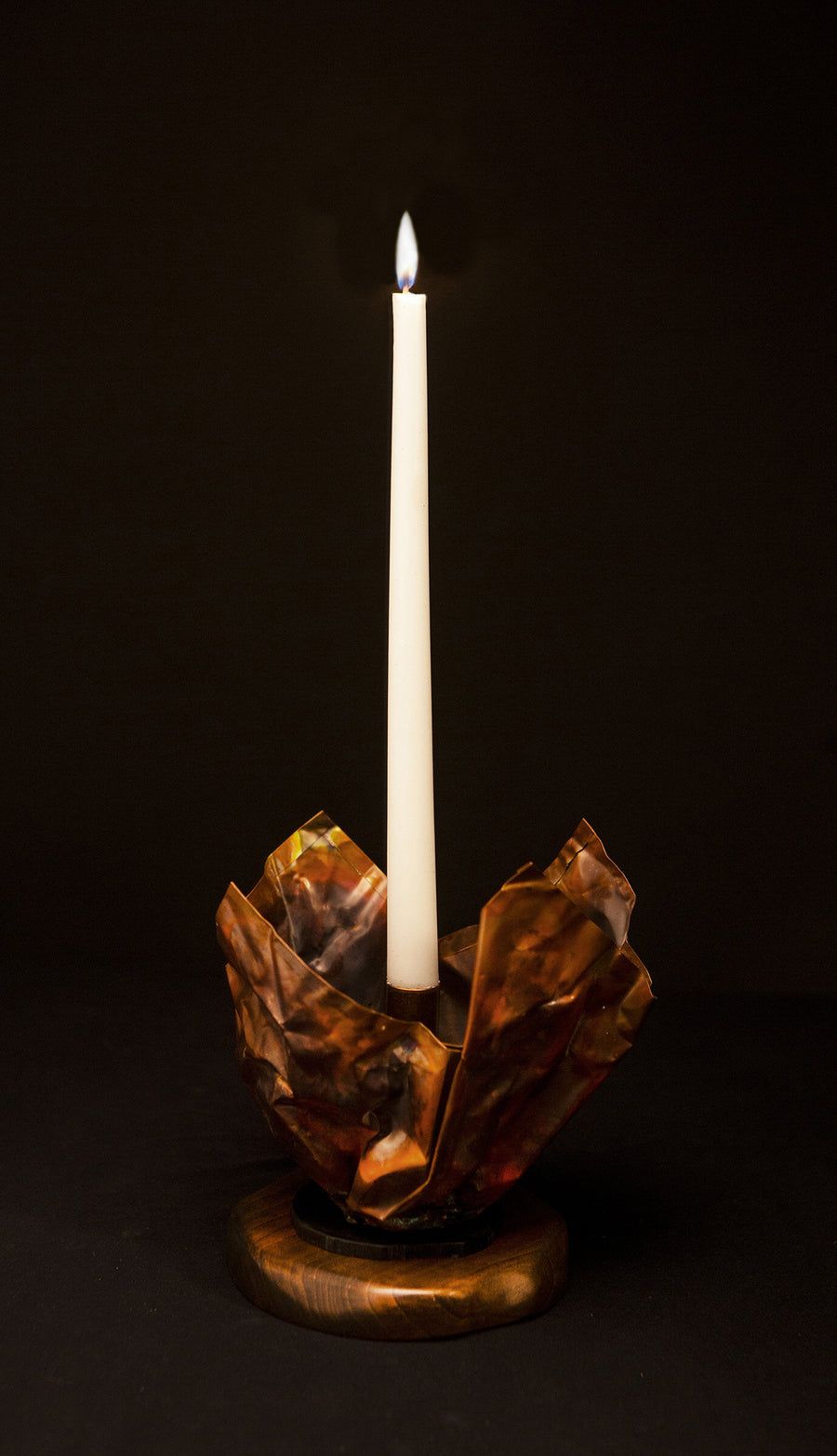 Crushed Copper Foil Candle Holder