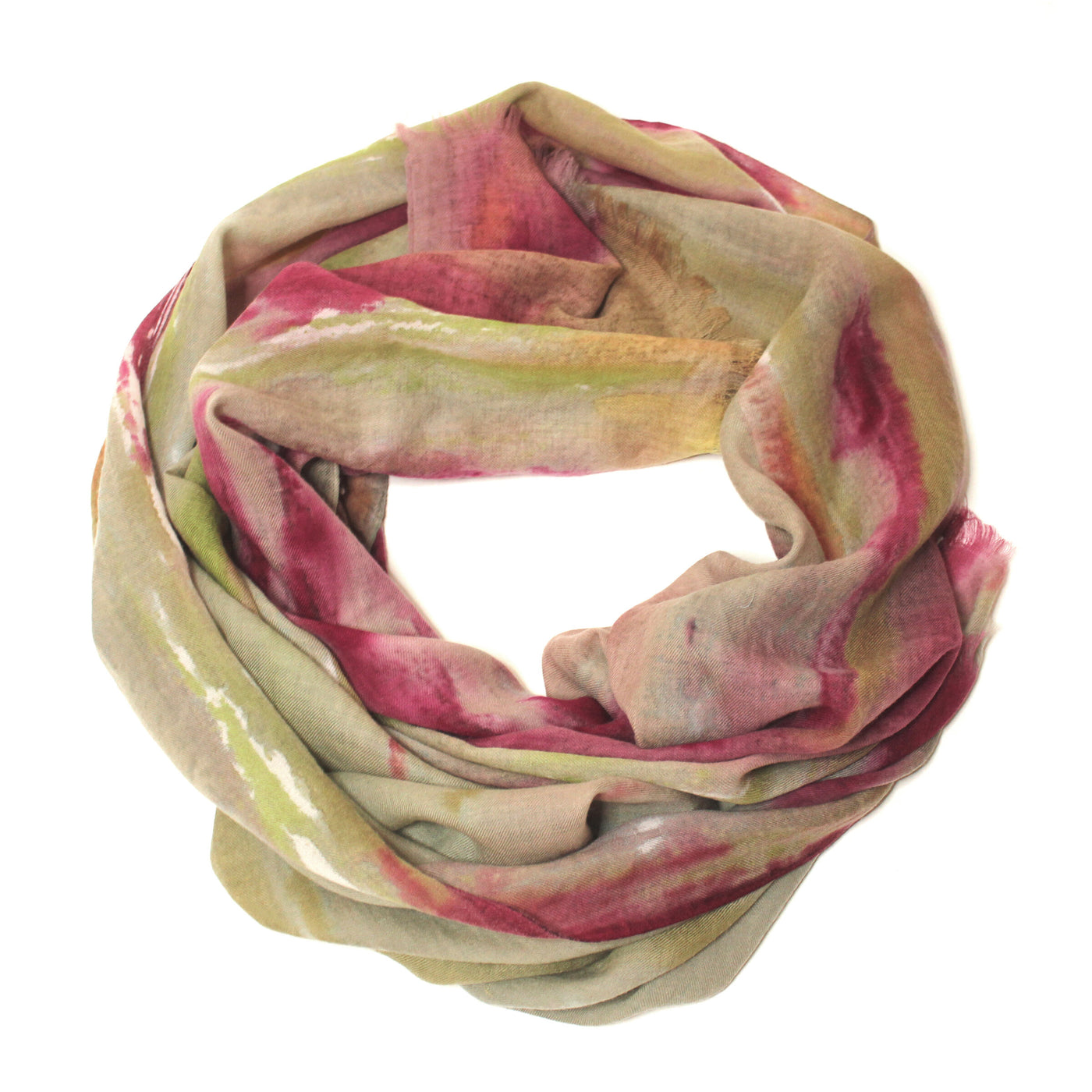 Pink Sunrise Ombre- Hand-painted Cashmere blended scarf