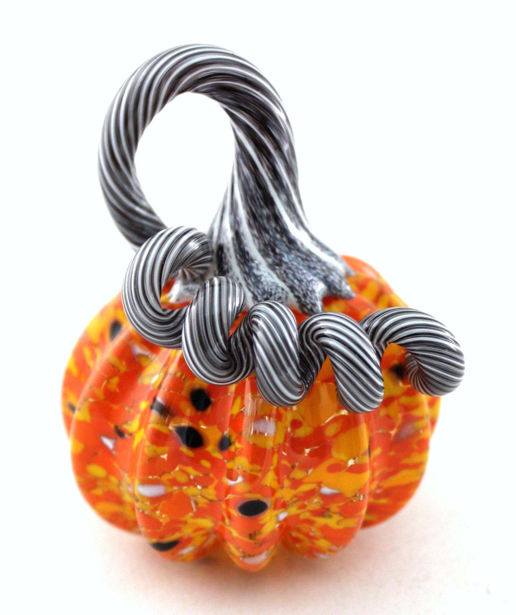 Candy Corn Pumpkin with Black and White Stem