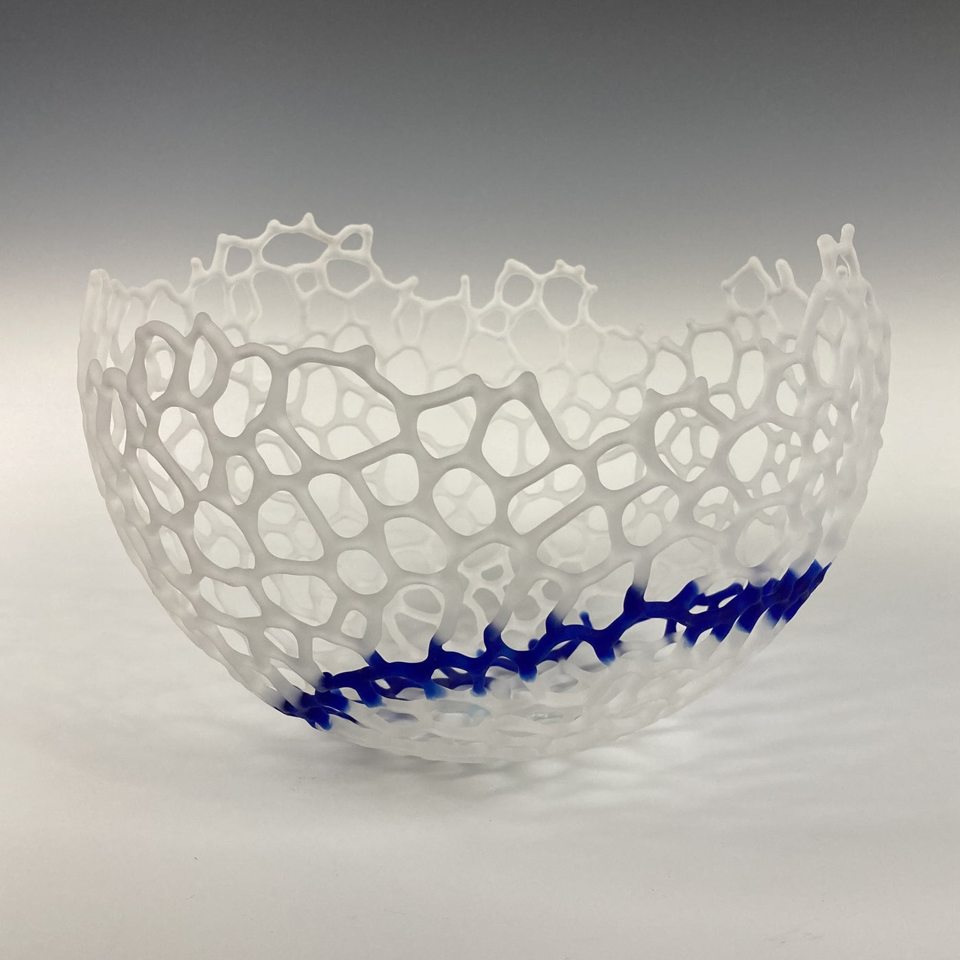 Frosted Basket with Narrow Blue Band