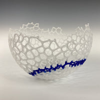 Frosted Basket with Narrow Blue Band