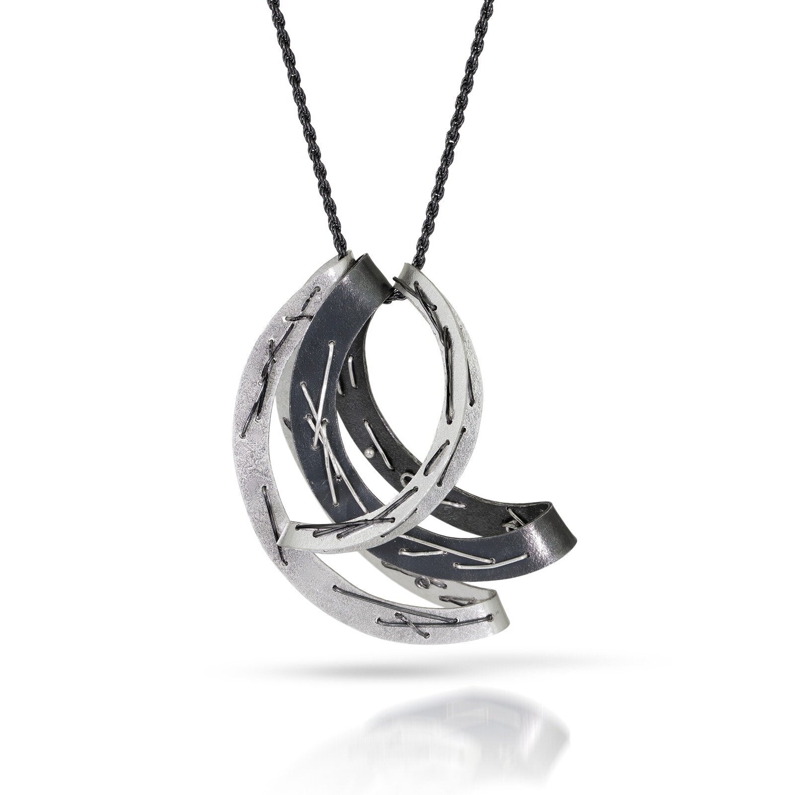 Stitched Arc Pendant Necklace