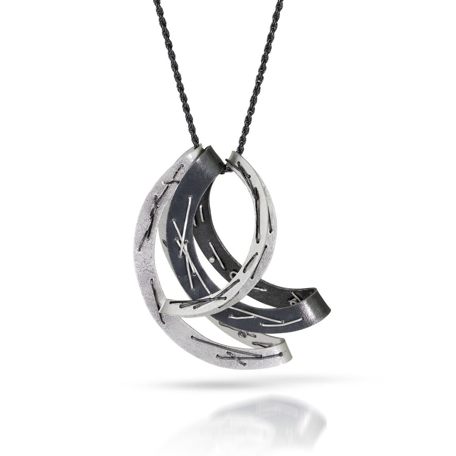 Stitched Arc Pendant Necklace