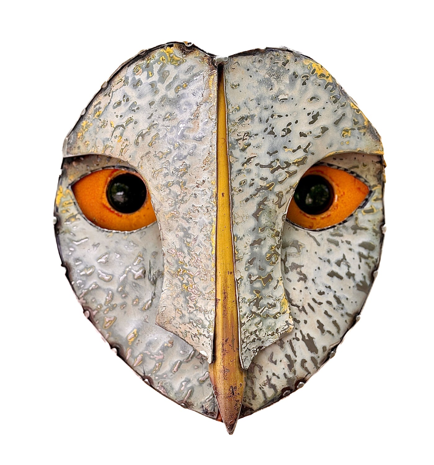 White owl with yellow eyes