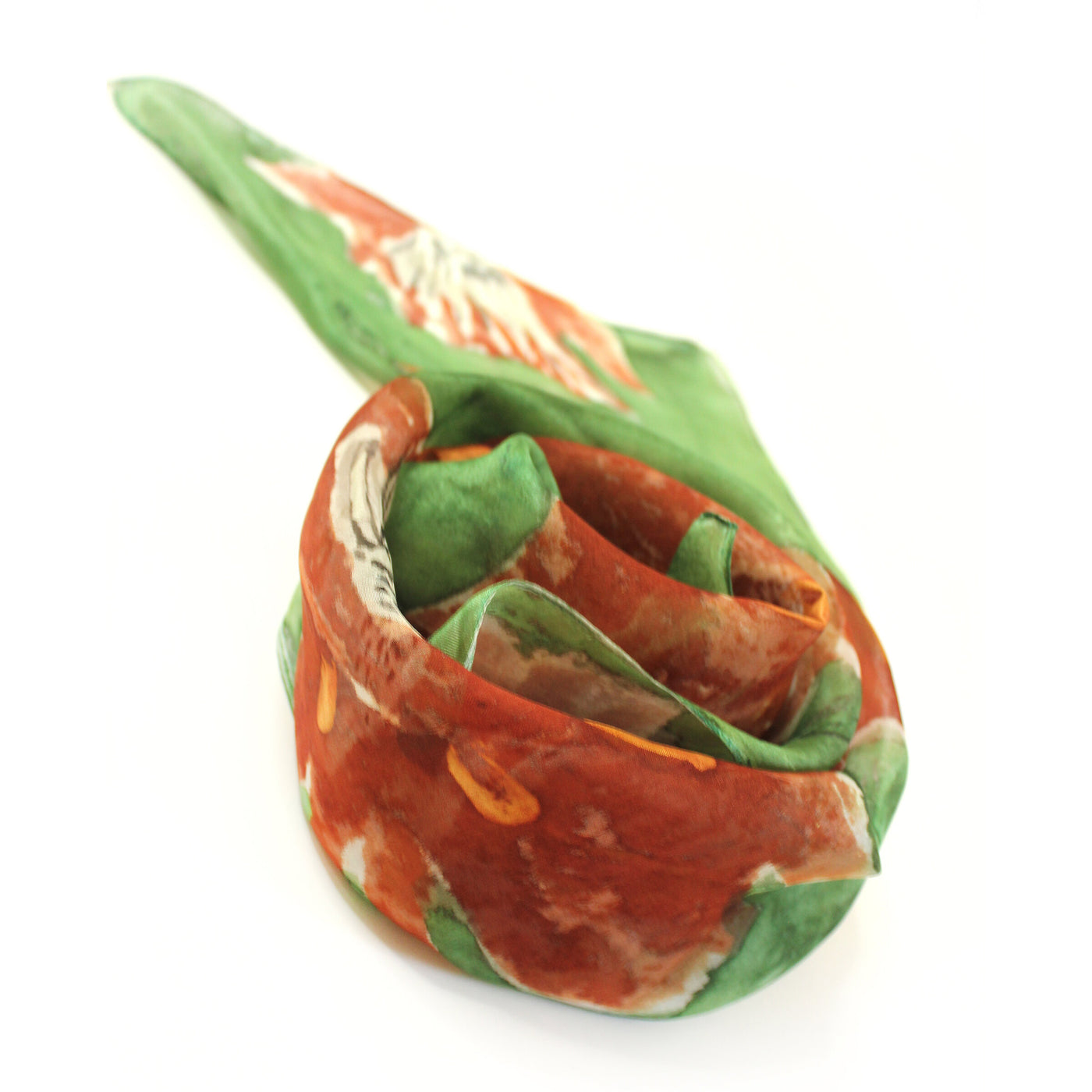 Amaryllis Orange-Hand painted silk scarf