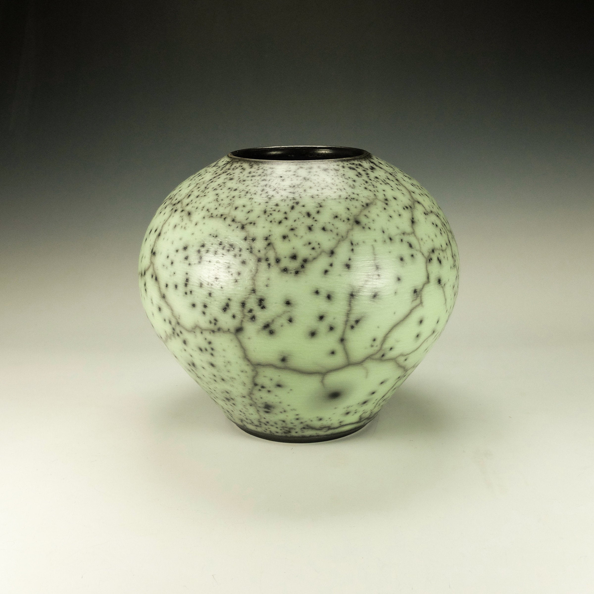 Round Green Raku Pottery