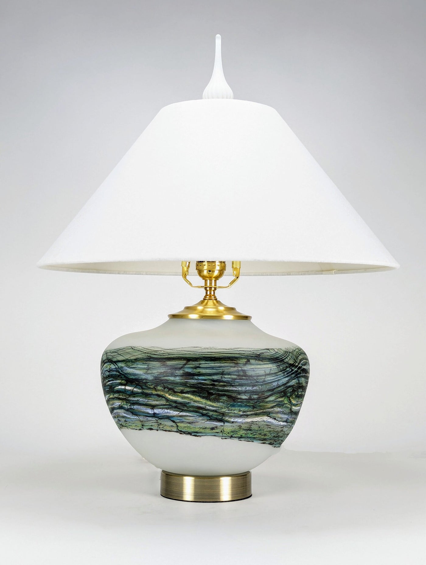Alabaster Table Lamp in Green