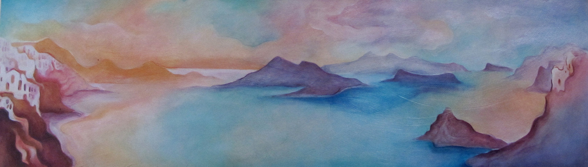 Santorini Panorama Blue/Rose
