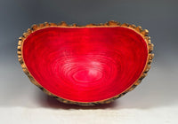 Natural Edge Dyed White Ash Bowl in Red