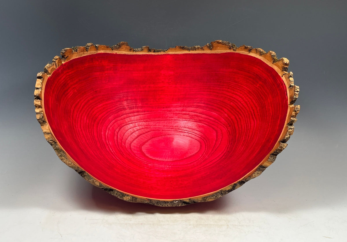 Natural Edge Dyed White Ash Bowl in Red