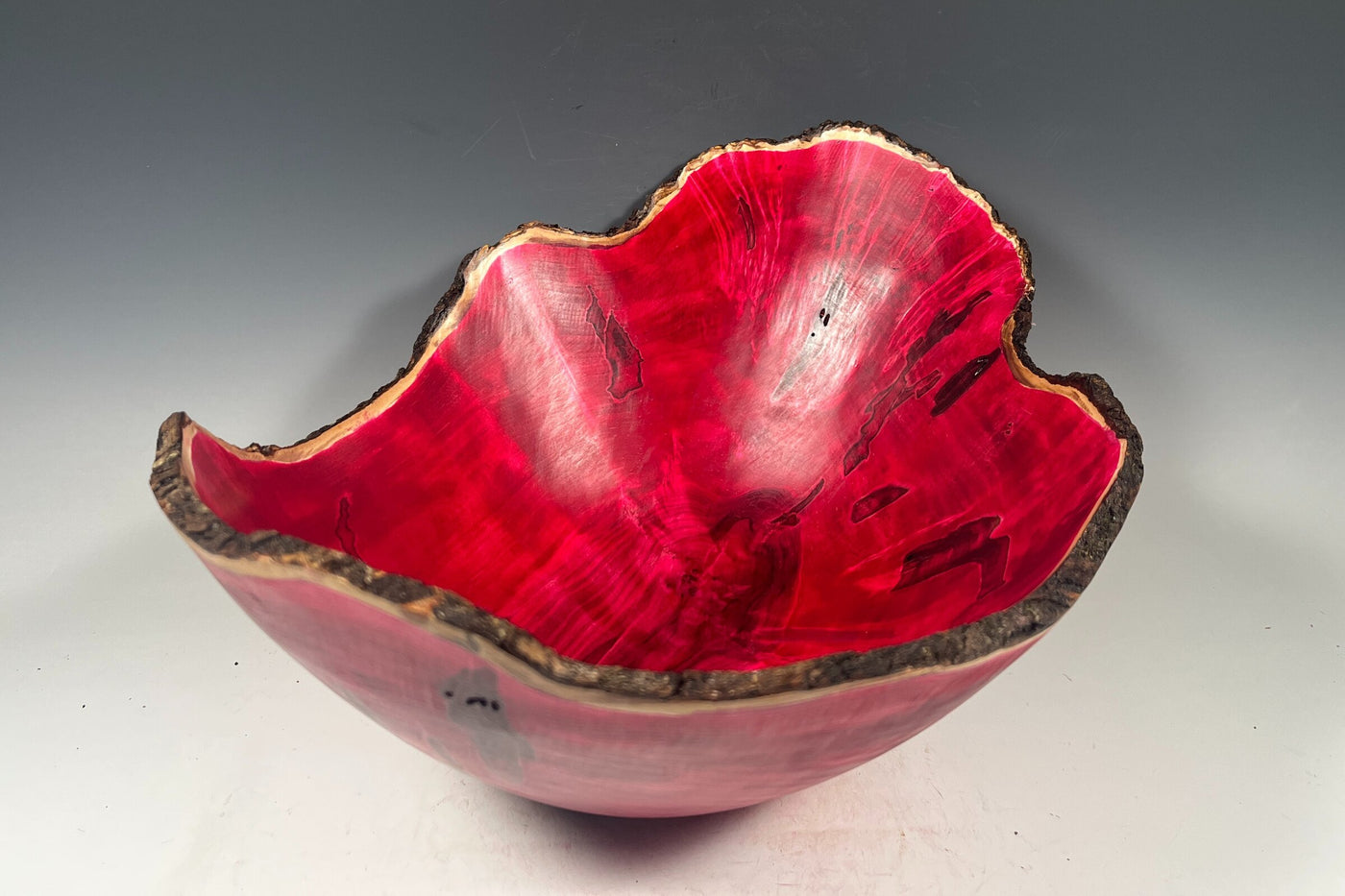 Natural Edge Maple Burl Bowl in Red