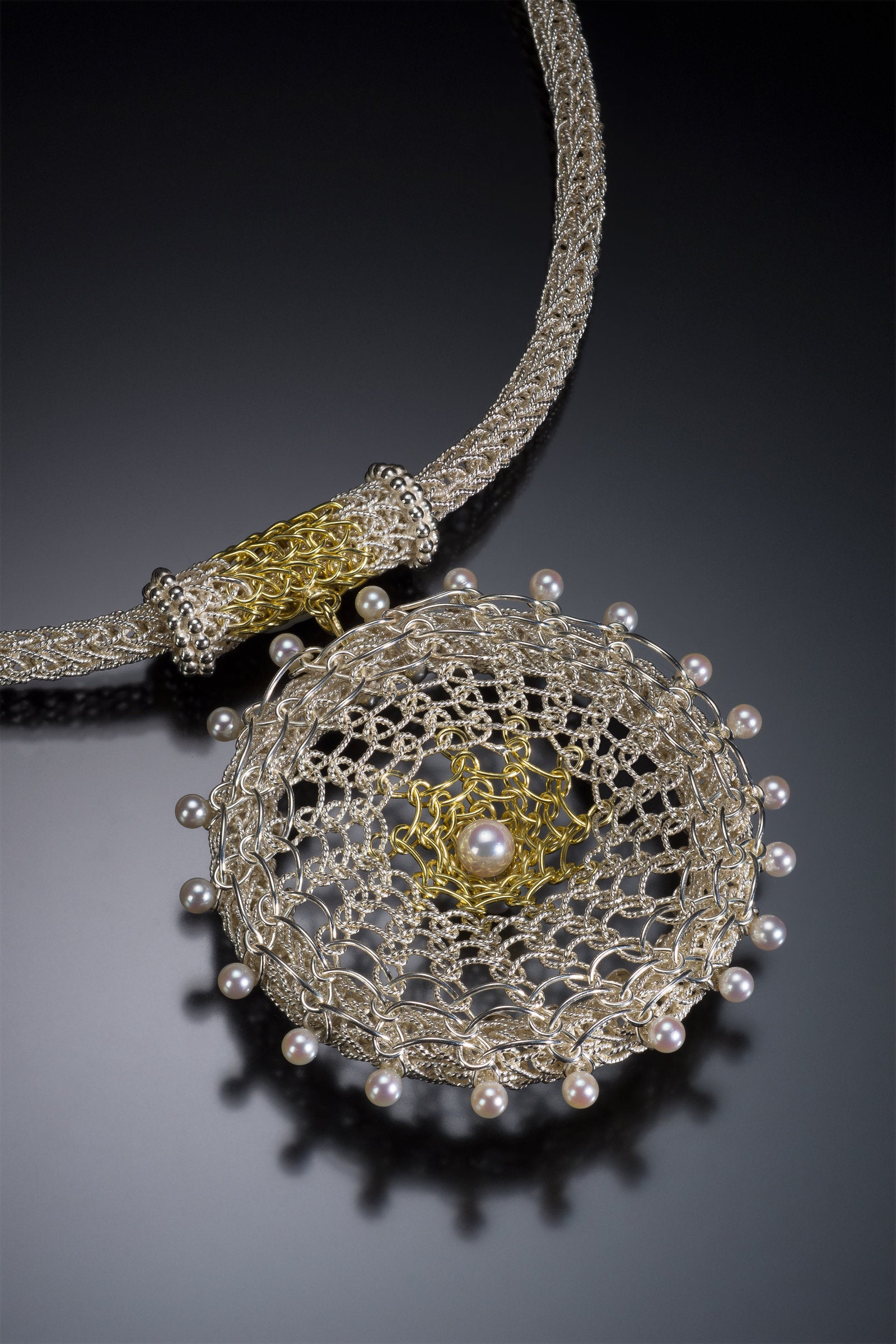 Woven Sundial Medallion Necklace