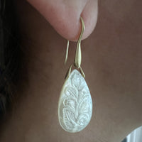 Carved Vines & Leaves Mother-of-Pearl Earrings