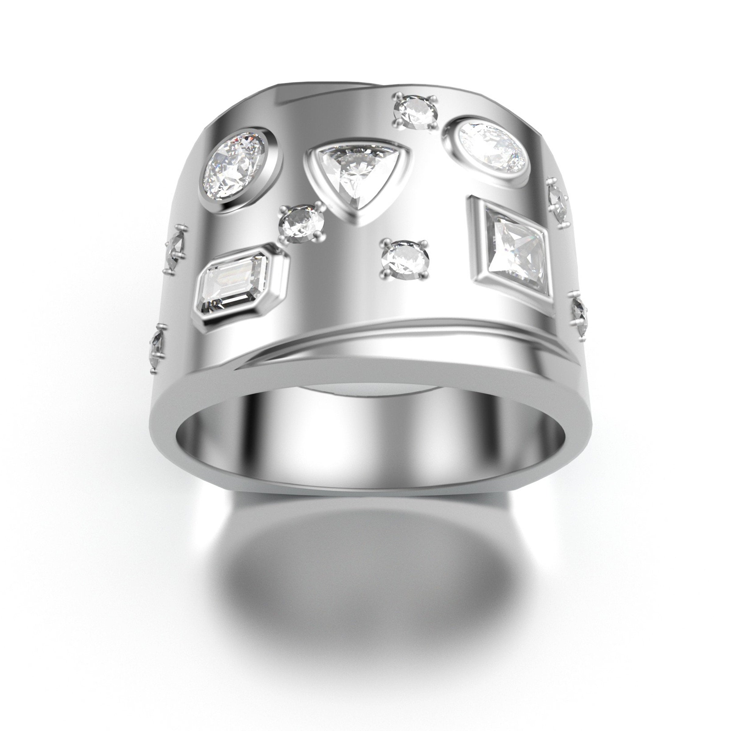 Wide Multi Diamond Ring