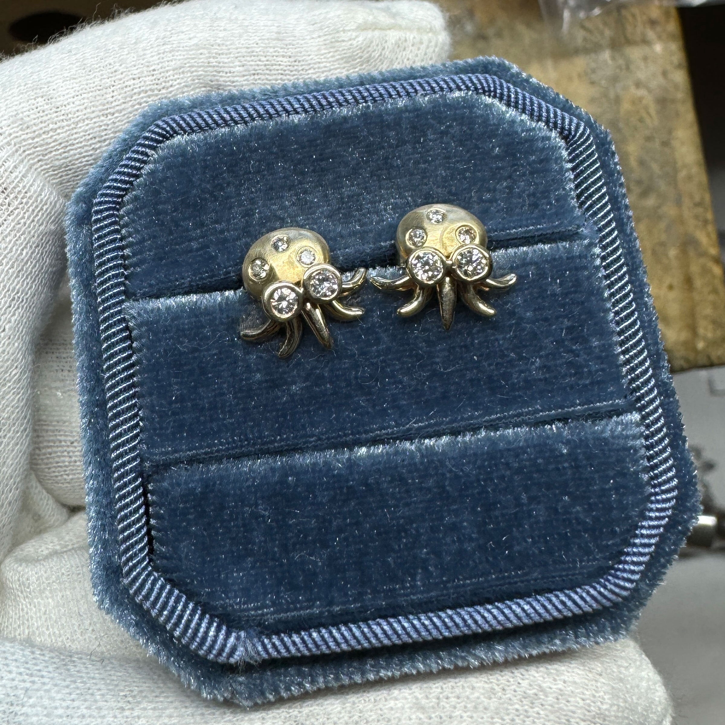 Gold Baby Octopus Earrings